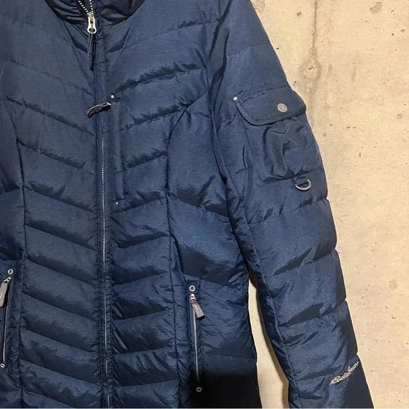 Eddie Bauer Sun Valley Down Parka Winter Jacket Womens Medium Dark Navy No Hood - Picture 2 of 9